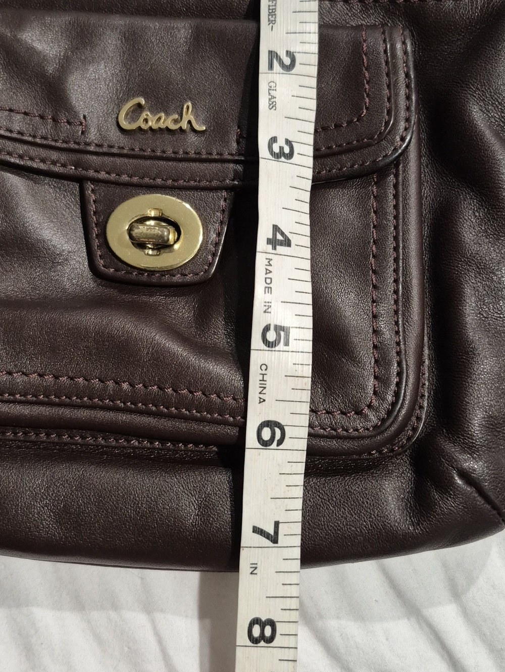 Coach Dark Brown Leather Crossbody with Gold Turnlock - Picture 5 of 6